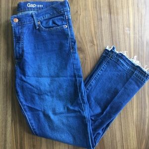 Gap high rise kick flare jean with drop hem